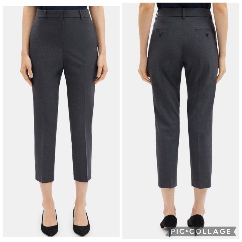 Theory Mid-Rise Virgin Wool Tapered Ankle Pants